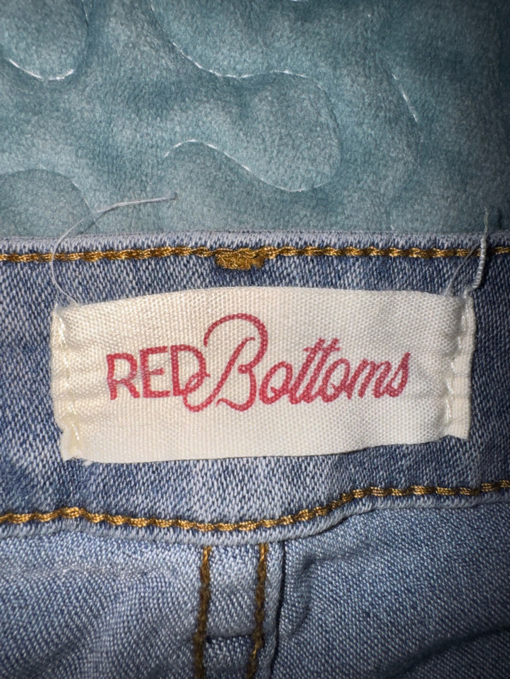 Blue Wide-Leg Jeans with Bow Appliqués - Picture 8 of 14